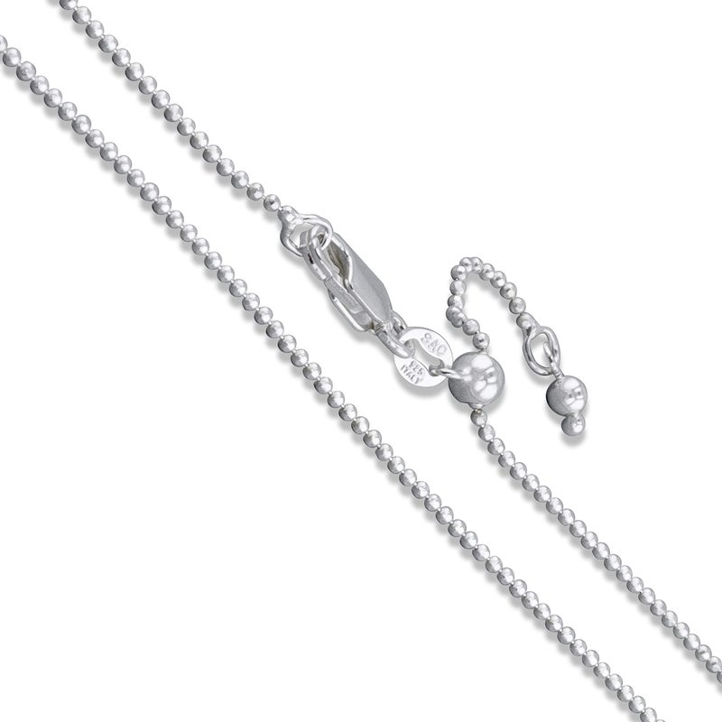 Sac Silver Sterling Silver Adjustable Diamond-Cut Ball Bead Chain 1.2mm 925 Italy Dog Tag Necklace 22" - Image 1